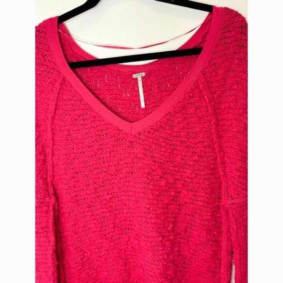 Free People Vneck Loose Knit Sweater Size XS-small Boho Holiday k41 - Picture 2 of 16